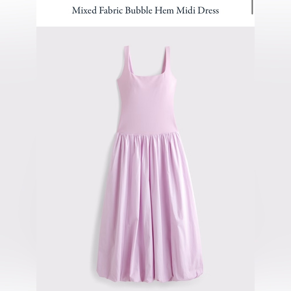 Abercrombie & Fitch Mixed Fabric Bubble Hem Midi Dress